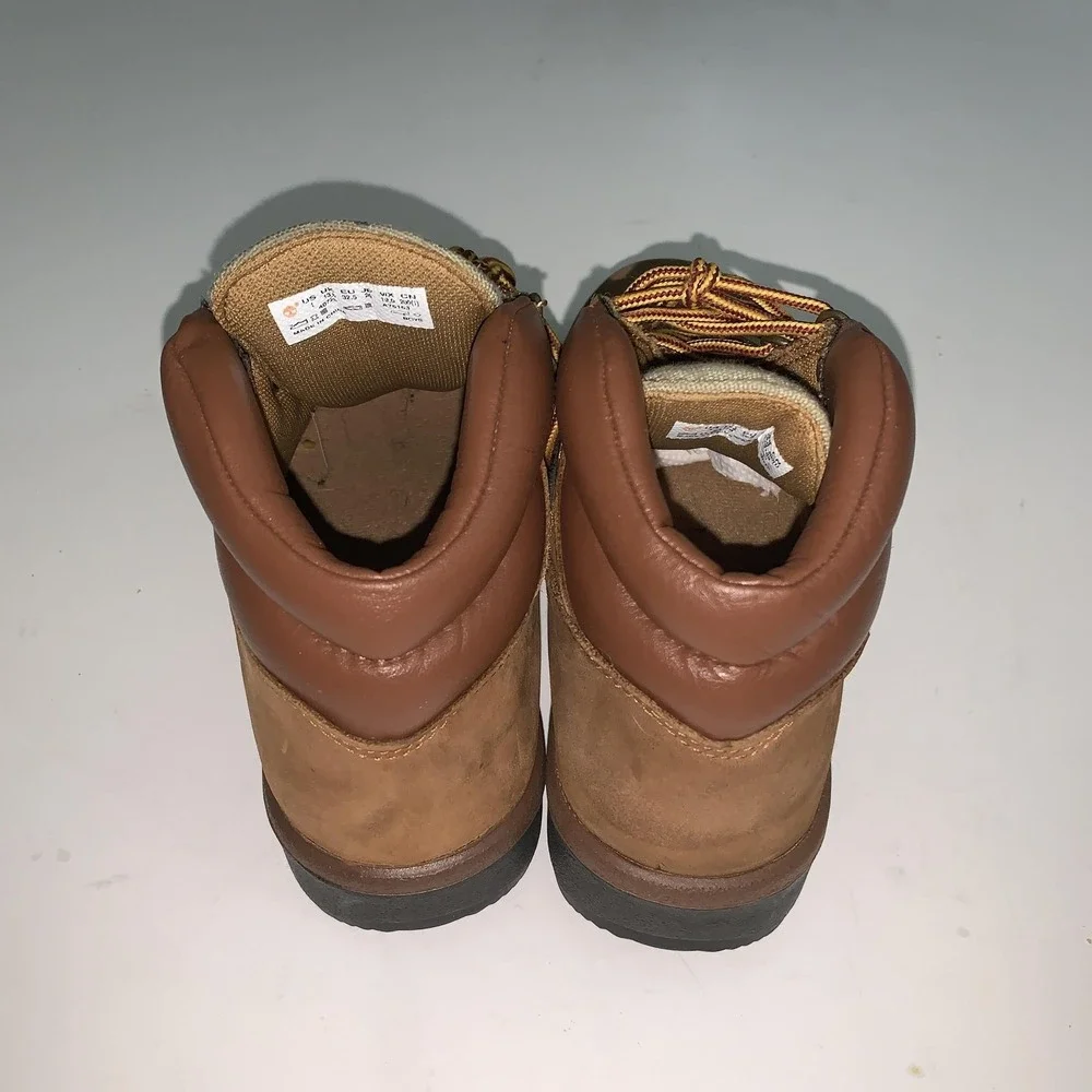 Timberland Field Boots Boys Size 1 Brown Nubuck Canvas Hiking Trail A75163